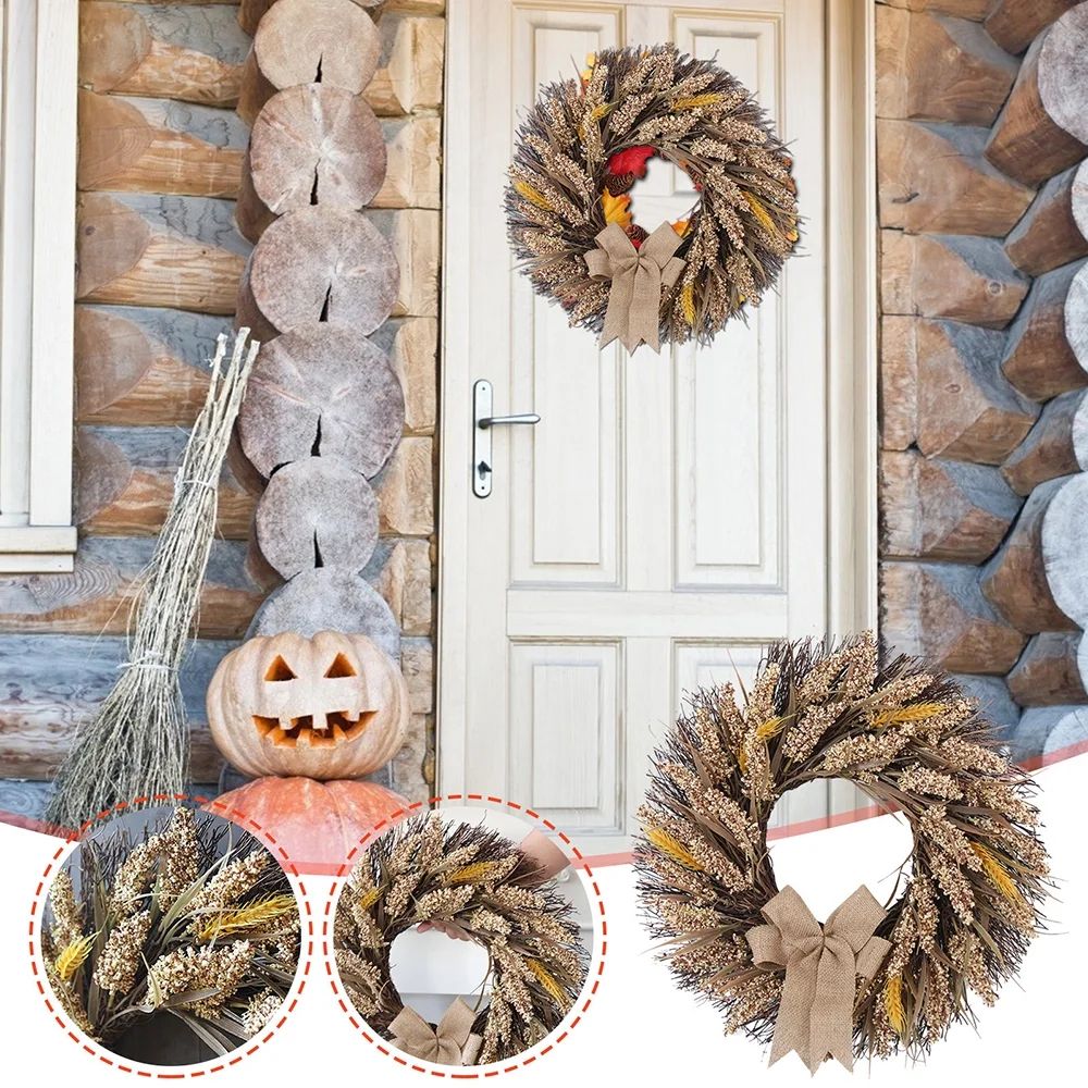 Jessboyy 20 Inch Fall Wreath Halloween Thanksgiving Decorations for Front Door Autumns Harvest Fa... | Walmart (US)