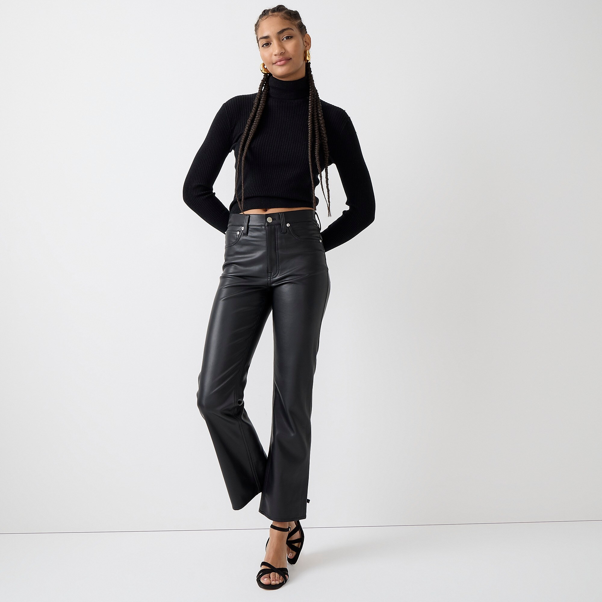 High-rise slim demi-boot pant in faux leather | J. Crew US