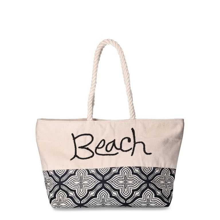 Time and Tru Women's Beach Tote with Rope Handles, Beach | Walmart (US)