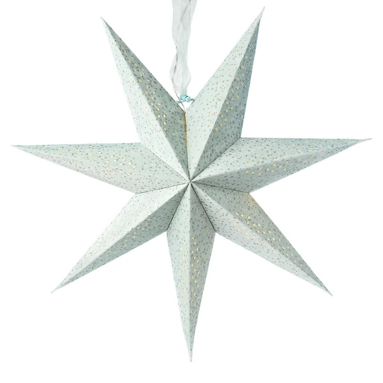 Light-Up Blue Battery-Operated Flocked Star Christmas Hanging Decoration, 17", by Holiday Time | Walmart (US)
