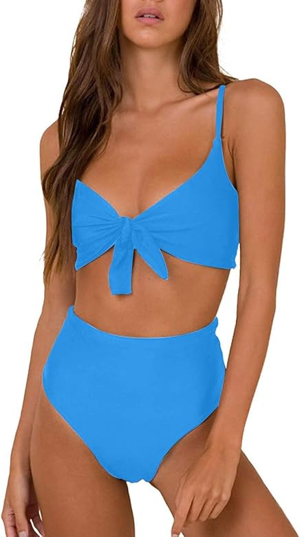 Honlyps Bikini Swimwear Womens High Waisted Two Piece Swimsuit Tie Knot High Cut Bathing Suit for... | Amazon (US)