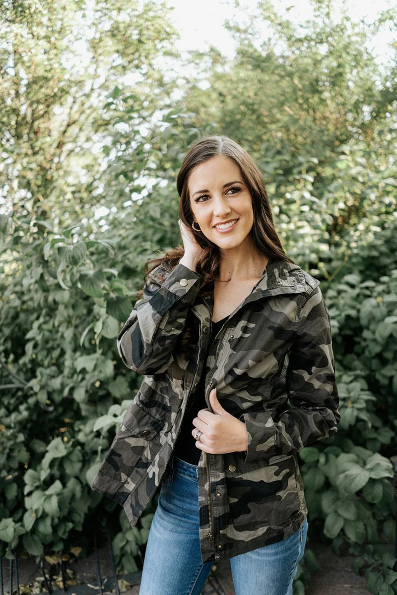 camo jacket with pockets - final sale | modern+chic
