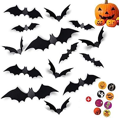 Rebesco 96 PCS Halloween Bats,Halloween Decorations,DIY Halloween Party Supplies PVC 3D Decorativ... | Amazon (US)