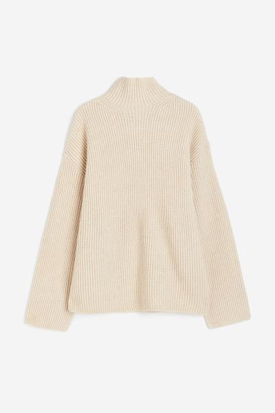 Rib-knit Mock Turtleneck Sweater - Blue - Ladies | H&M US | H&M (US + CA)