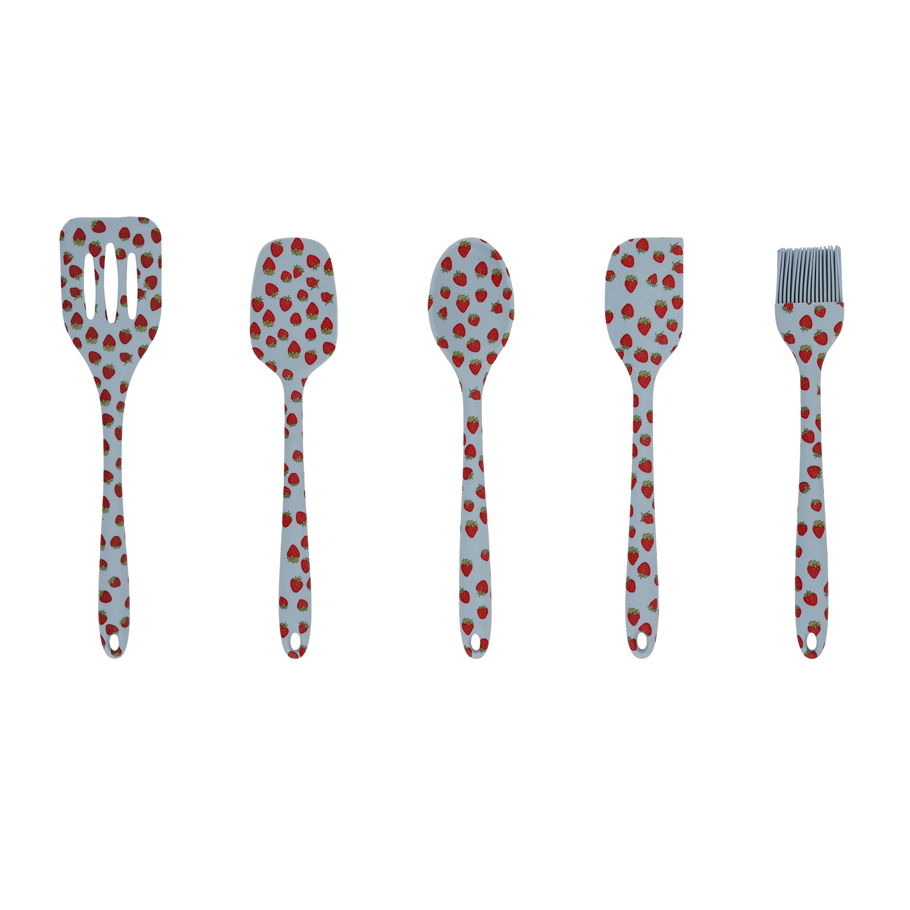 Just Feed Me by Jessie James Decker 5-Piece Silicone Kitchen Gadget Set, Strawberry - Walmart.com | Walmart (US)