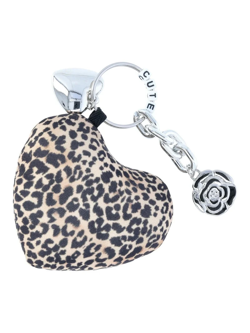 No Boundaries Women's Bag Charm, Leopard Puffer Heart | Walmart (US)