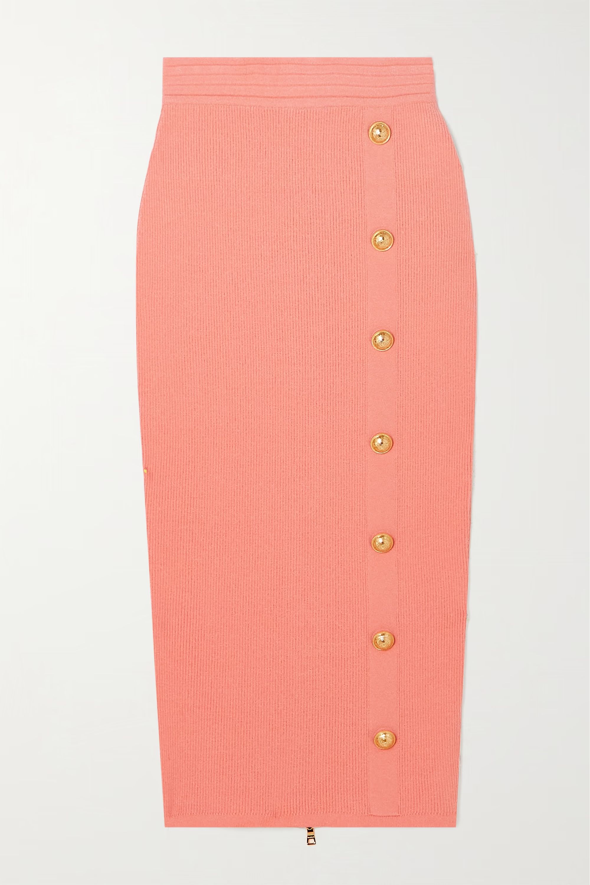 Button-embellished ribbed-knit midi skirt | NET-A-PORTER (US)