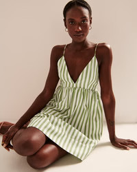 V-Neck Babydoll Mini Dress | Abercrombie & Fitch (US)