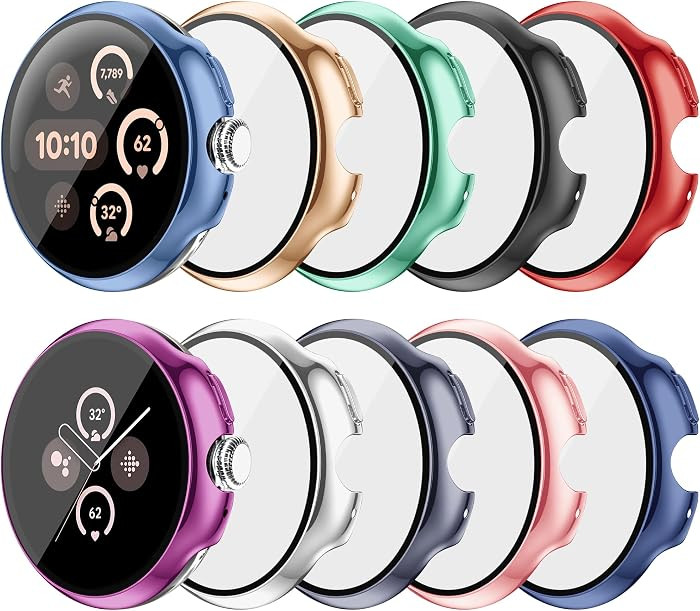 10 Pack Case for Google Pixel Watch 3 45mm with Tempered Glass Screen Protector, Plated Hard PC P... | Amazon (US)