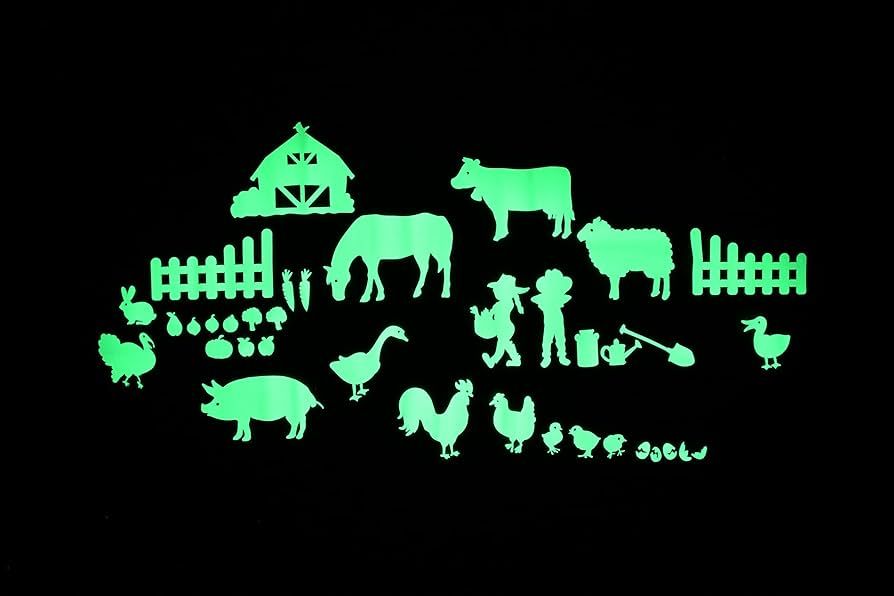 GLOPLAY On The Farm Series (36pcs/Pack), Glow in The Dark Educational Wall Stickers, The Eco-Frie... | Amazon (US)