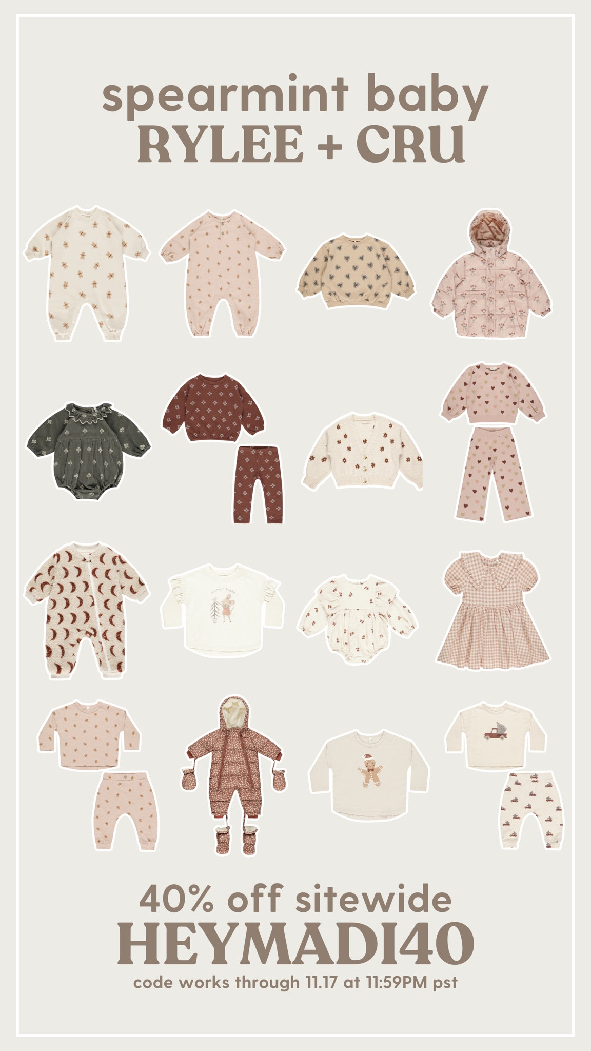 rylee and cru from spearmint for 40% off with code HEYMADI40 through 11/17! 

#spearmint #spearmintlove #ryleeandcru #kids 

#LTKKids #LTKBaby #LTKHoliday