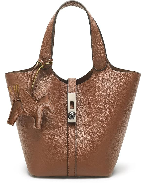 Tote Bag for Women Vegan Leather Bucket Purse for Women Top Handle Handbag Shoulder Bag with Deta... | Amazon (US)