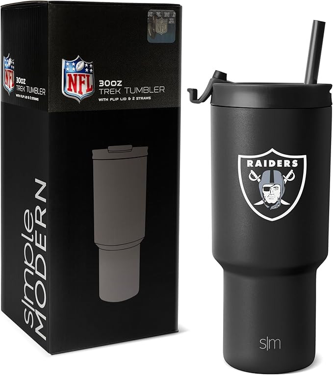 Simple Modern Officially Licensed NFL Oakland Raiders 30 oz Tumbler with Flip Lid and Straws | In... | Amazon (US)