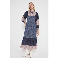 Womens Print Mix Tie Neck Midi Dress | Warehouse UK & IE
