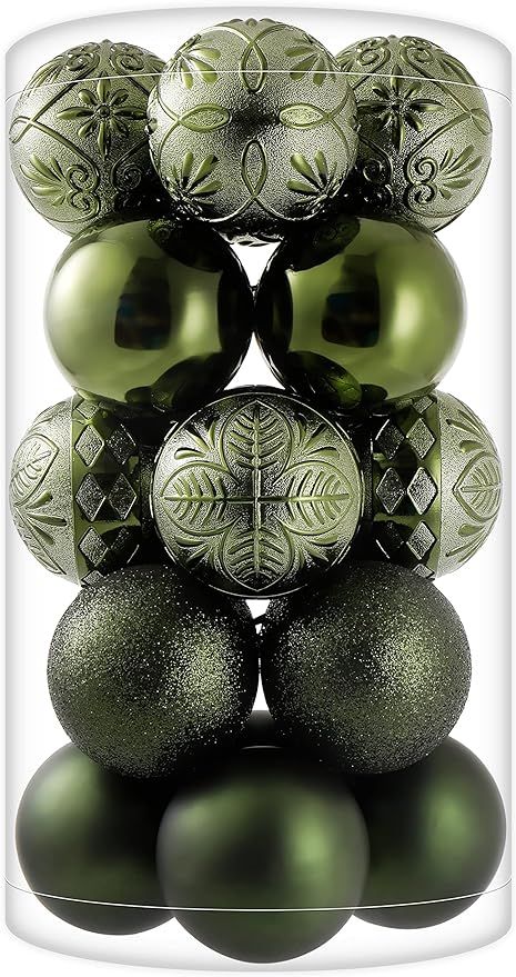 Christmas Ball Ornaments 20ct Dark Green Christmas Tree Decorations with Hang Rope-Shatterproof C... | Amazon (US)