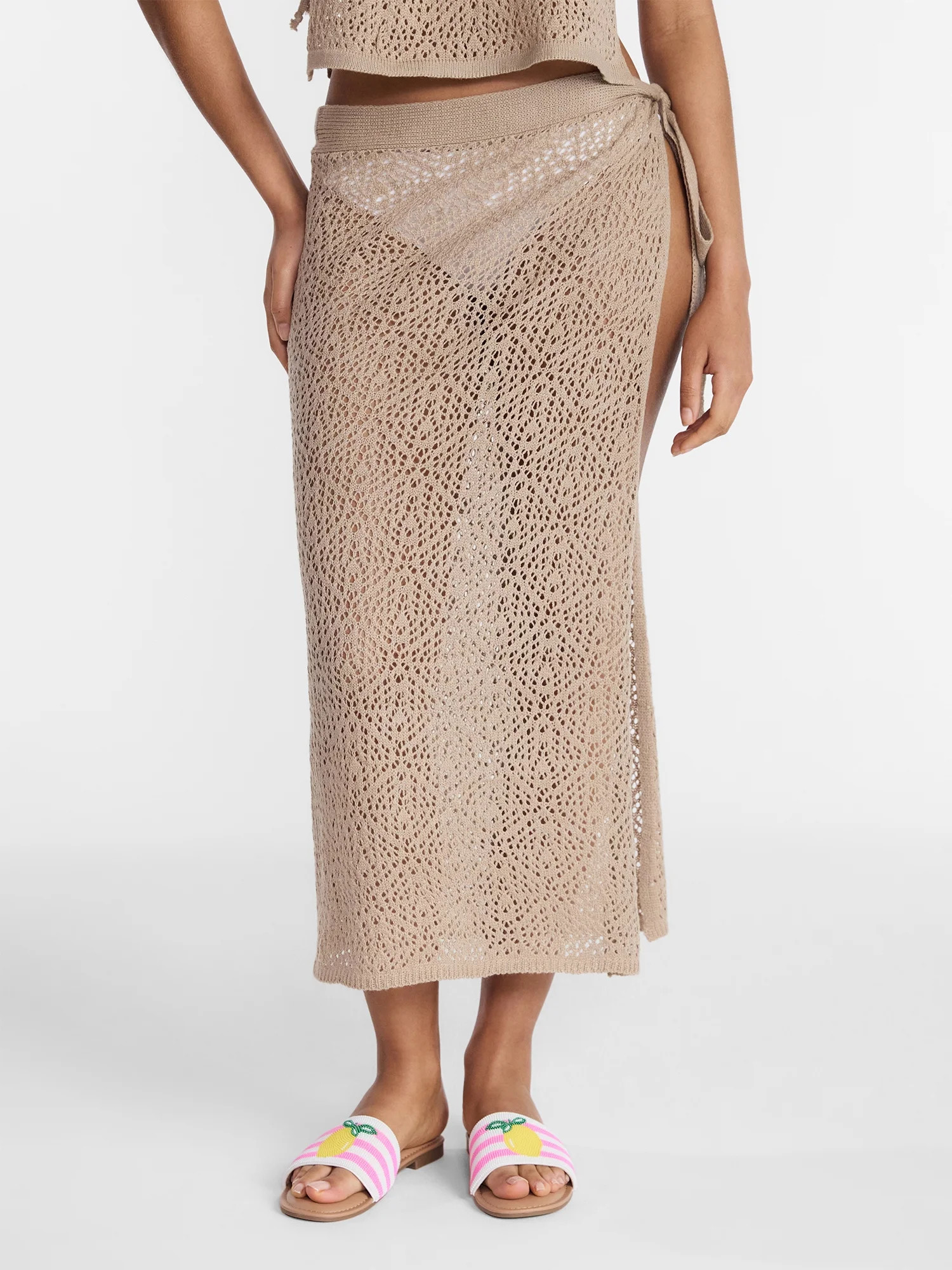 No Boundaries Crochet Knit Skirt with Side Tie, Women's | Walmart (US)