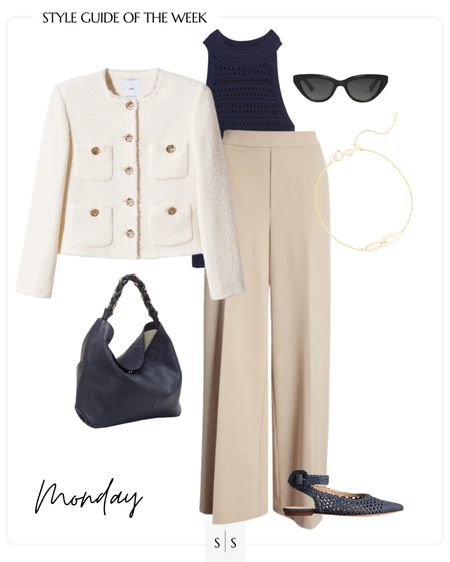 Style Guide of the Week | outfit ideas, Spring outfits, Summer outfits, transitional outfits, elevated outfit, workwear, trouser, lady jacket, woven flats. See all details on thesarahstories.com ✨

#LTKworkwear #LTKFind #LTKstyletip
