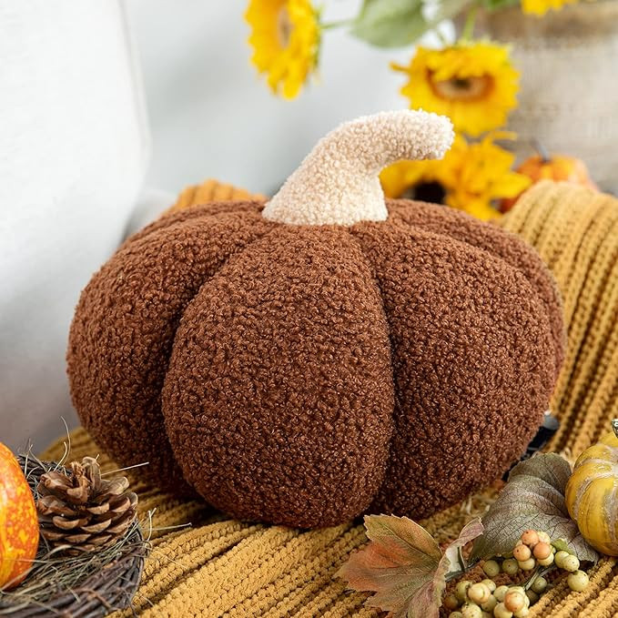 Phantoscope Halloween & Thanksgiving Teddy Fleece Pumpkin Throw Pillows Ultra Soft Sherpa Decorat... | Amazon (US)