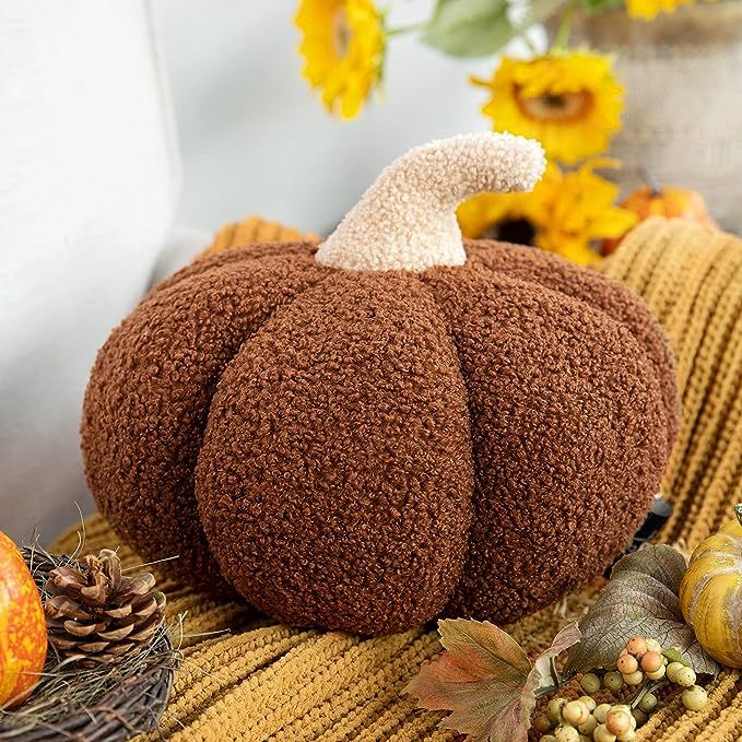 Phantoscope Halloween & Thanksgiving Teddy Fleece Pumpkin Throw Pillows Ultra Soft Sherpa Decorat... | Amazon (US)