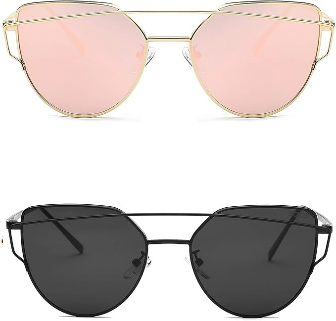 SOJOS Cat Eye Sunglasses for Women Fashion Designer Style Mirrored Lenses SJ1001 | Amazon (US)