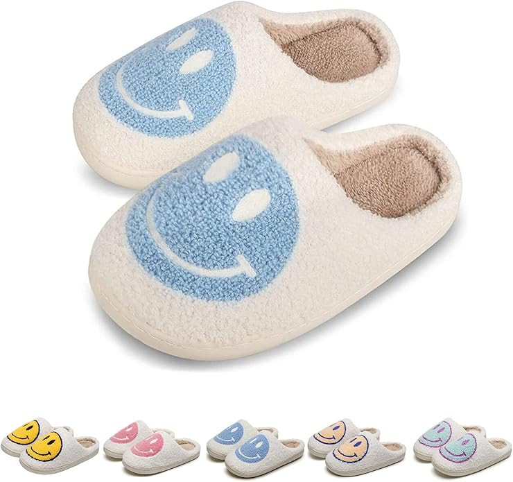 KEYUSHOP Happy Face Slippers for Kids House Slippers Soft Plush Warm Preppy Slipper Anti-Slip Win... | Amazon (US)