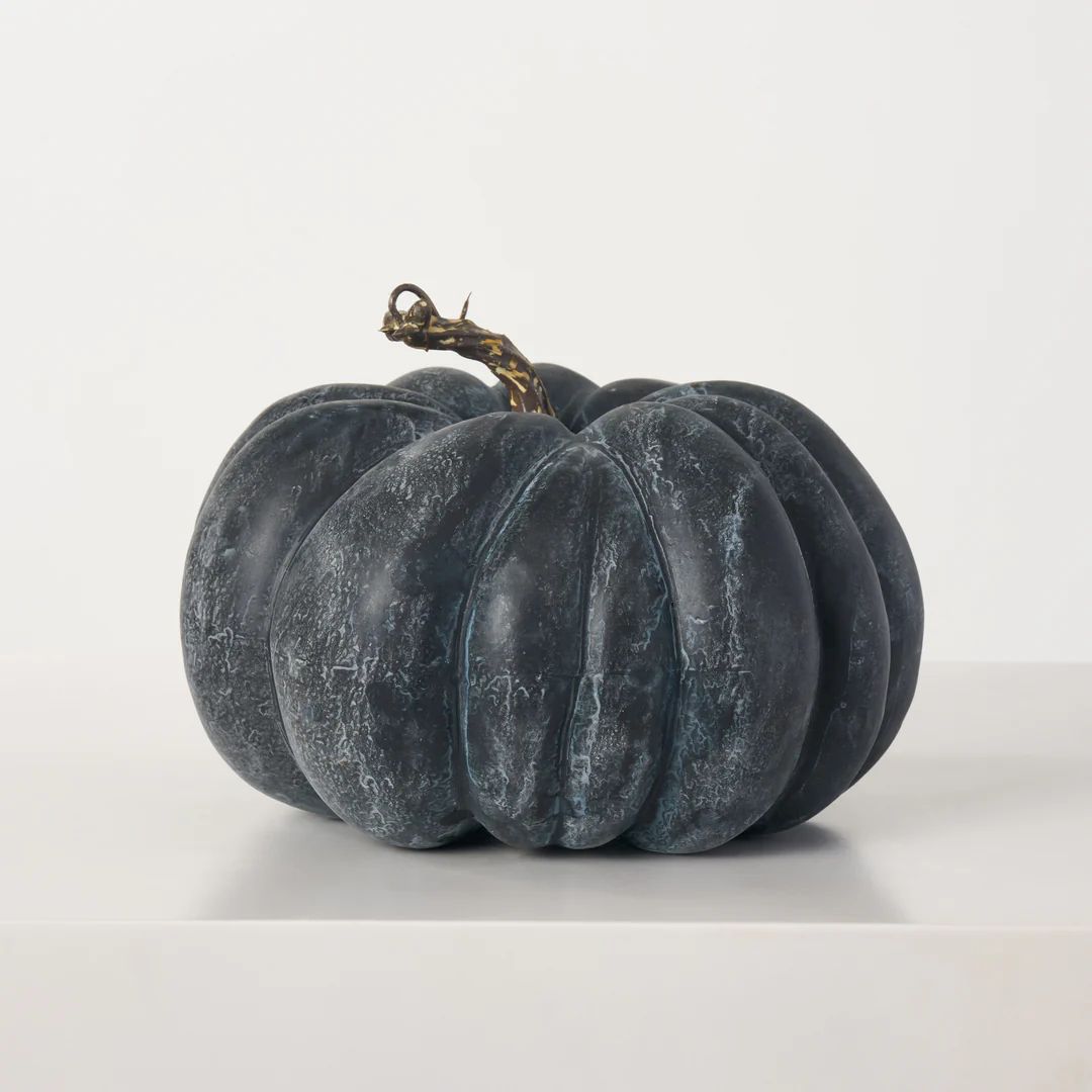 Dark Blueberry Weathered Thanksgiving Harvest Halloween Colorful Pumpkin Set | Darby Creek Trading