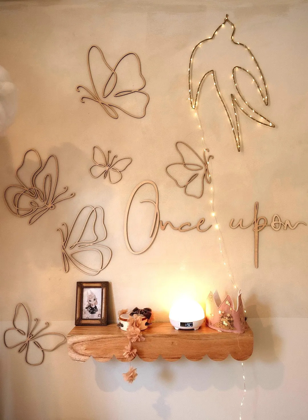 Wooden Wall SET - Butterflies Decor for Kids Room PLUS Once Upon a Time Sign – Natural Plywood,... | Etsy (US)