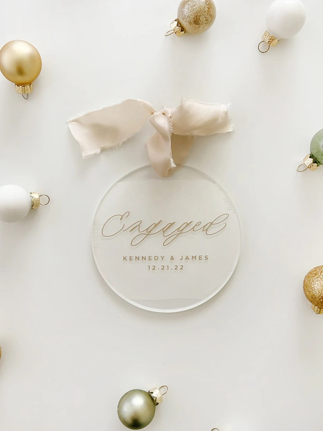 Engaged Christmas Ornament Engaged Acrylic Ornament - Etsy | Etsy (US)