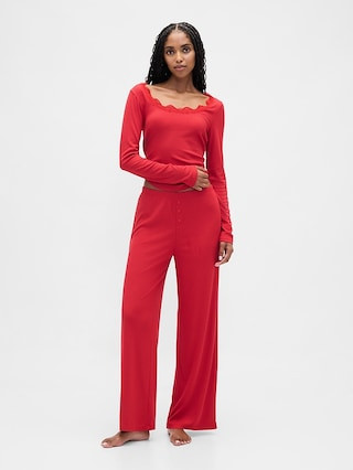 Mini Rib Wide-Leg PJ Pants | Gap (US)