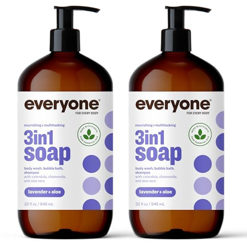 Everyone 3-in-1 Soap, Body Wash, Bubble Bath, Shampoo, 32 Ounce (Pack of 2), Lavender and Aloe, made with Essential Oils for Men and Women | Amazon (US)