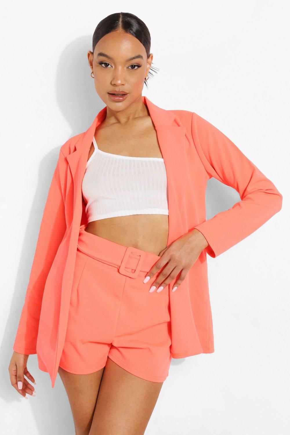 Neon Blazer & Self Fabric Belt Shorts | Boohoo.com (UK & IE)