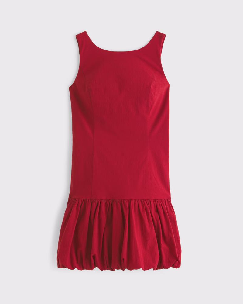 Abercrombie & Fitch Women's High-Neck Bubble Hem Mini Dress in Red - Size XS PETITE | Abercrombie & Fitch (US)