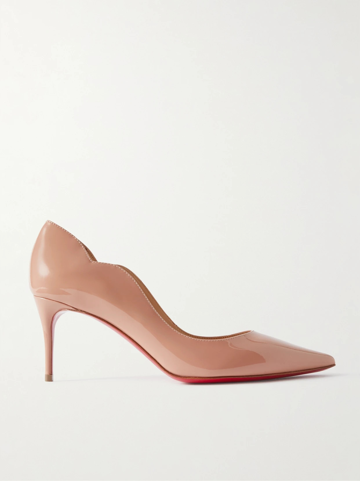 Christian Louboutin - Hot Chick 70 Scalloped Patent-leather Pumps - Neutrals | NET-A-PORTER (US)
