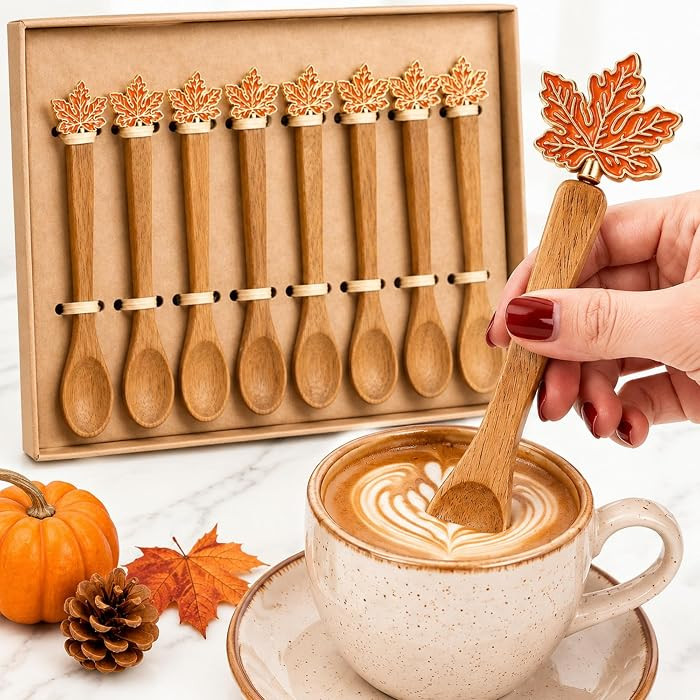 8pcs Fall Wooden Spoons 5'' Autumn Stirring Spoons for Coffee Bar | Amazon (US)