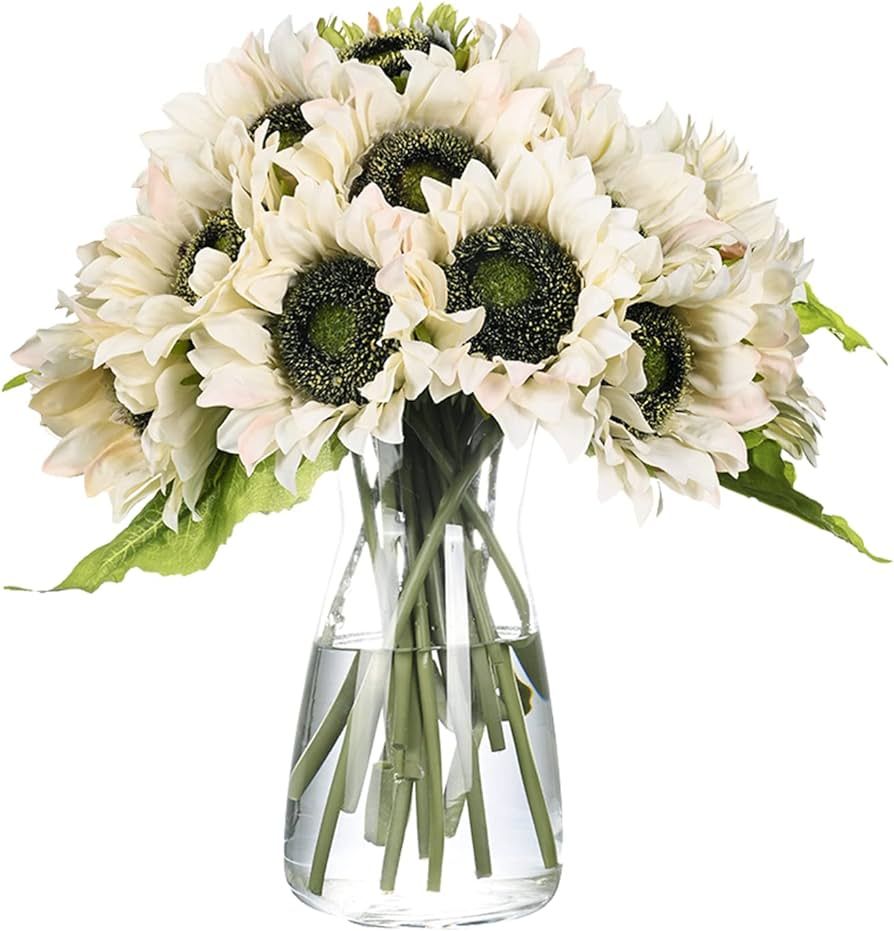 Amazon.com: Sunflowers Artificial Flowers Fake Sunflower Faux Silk Sunflowers 18 Heads with Stems... | Amazon (US)