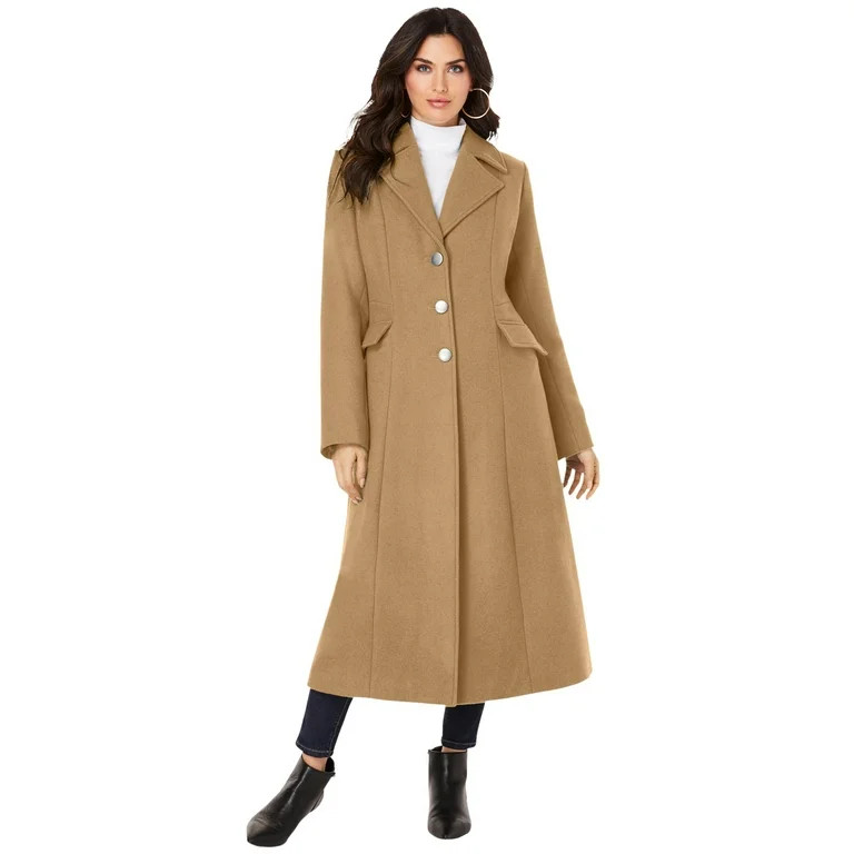 Roaman's Women's Plus Size Long Wool-Blend Coat Winter Classic | Walmart (US)