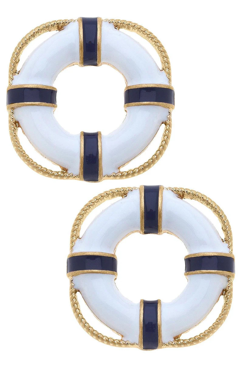 Aster Enamel Life Preserver Stud Earrings | CANVAS
