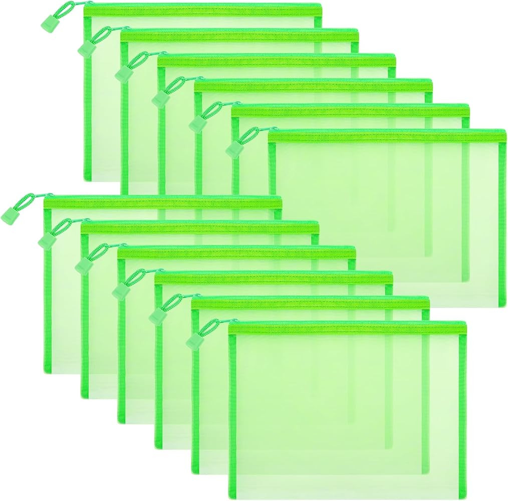 12 Pieces Zipper Nylon Mesh Pouch, Mesh Cosmetic Bags Makeup Bags Pencil Case, Multipurpose Trave... | Amazon (US)