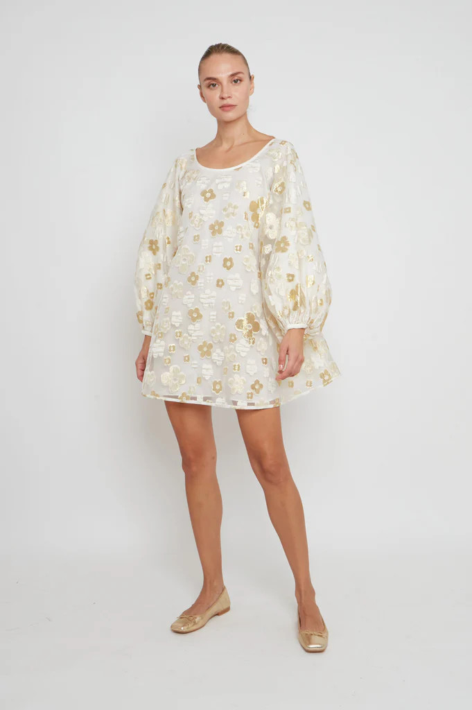 White and Gold Organza Good Luck Dress | Arianne Elmy