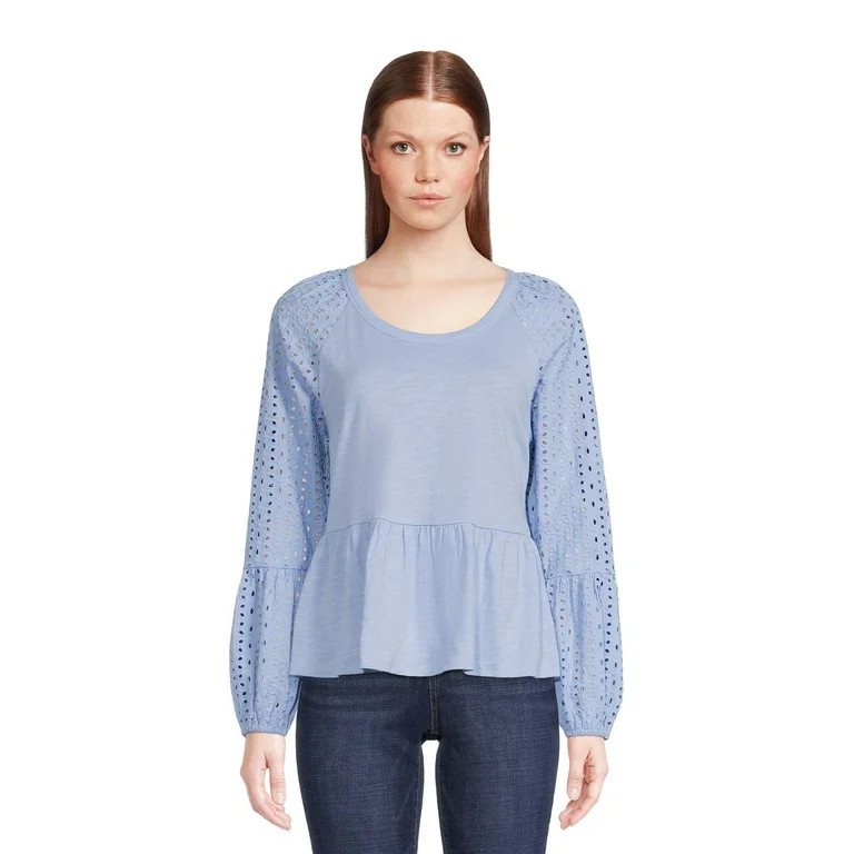 Time And Tru Women's Eyelet Top | Walmart (US)