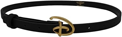 Buckle-Down Men's Disney, Signature D Logo Gold Cast Black, Vegan Leather Belt | Amazon (US)