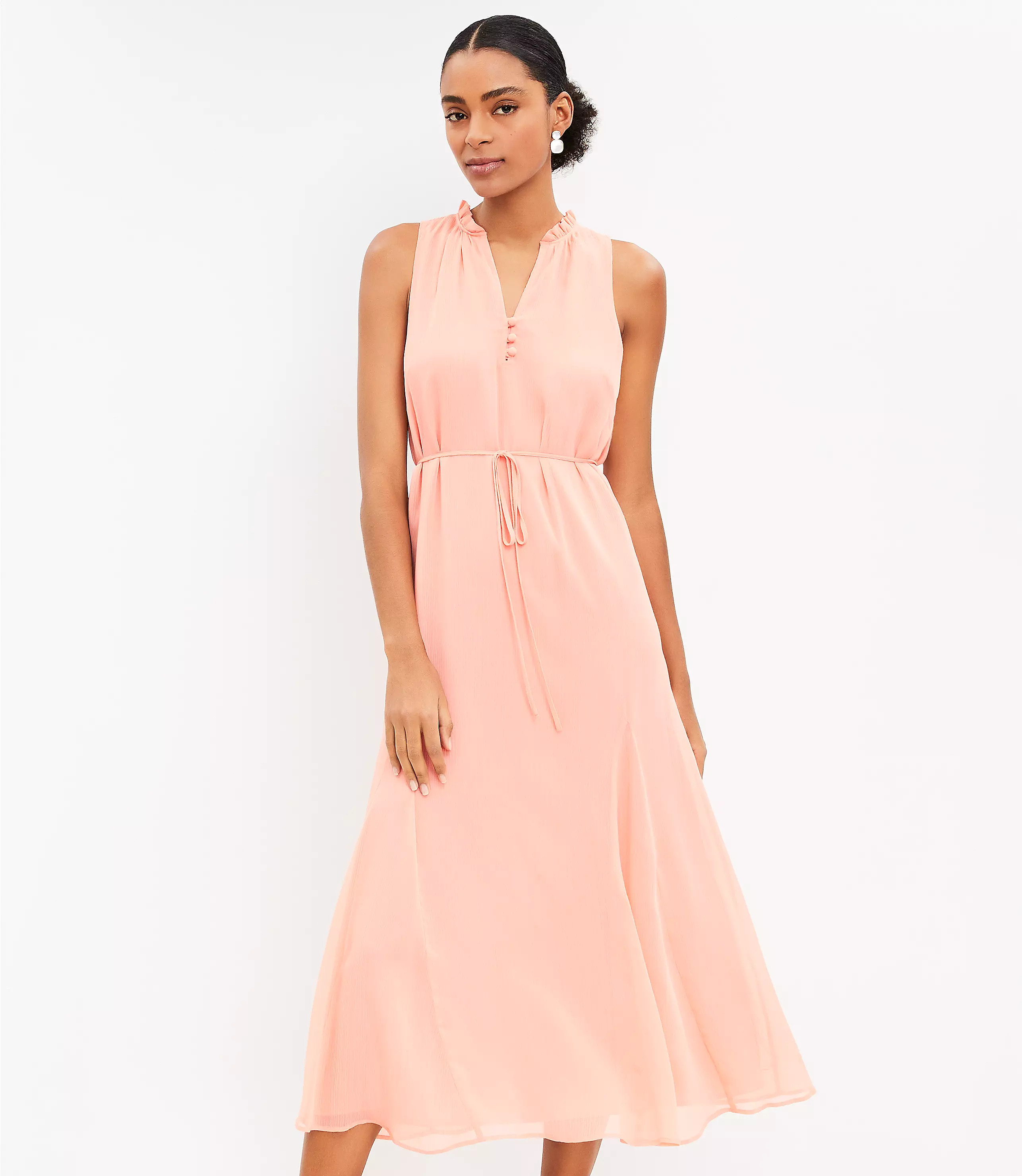 Godet Halter Midi Dress | LOFT