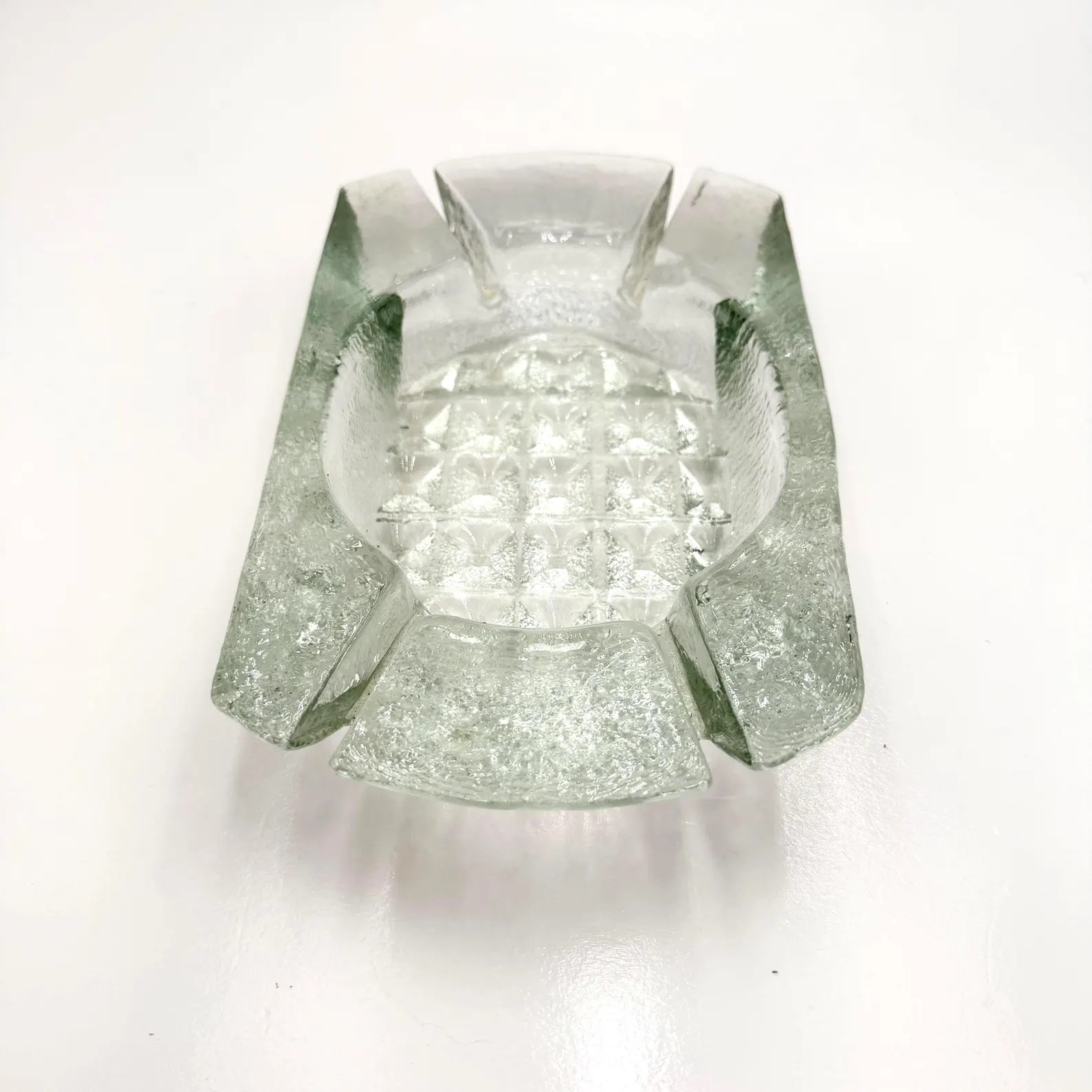 Blenko Large Clear Glass Waffle Bottom Vintage Ashtray | Etsy (Global)