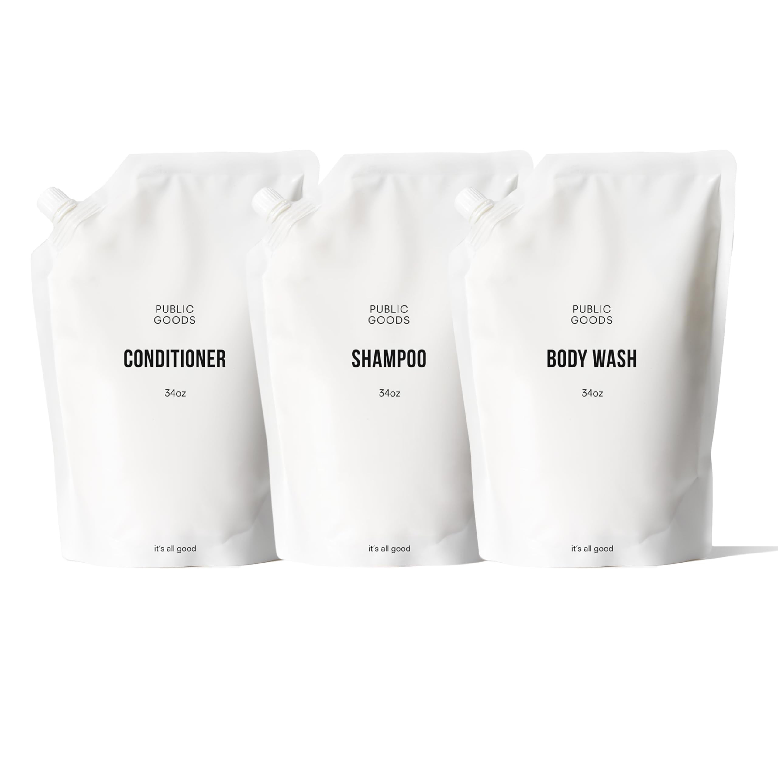 Public Goods Shower Essentials for Men and Women | Natural Shampoo, Conditioner & Body Wash | Made with Organic Essential Oils | Sulfate & Paraben Free | Vegan Friendly | 34 Fl Oz Refill | Amazon (US)