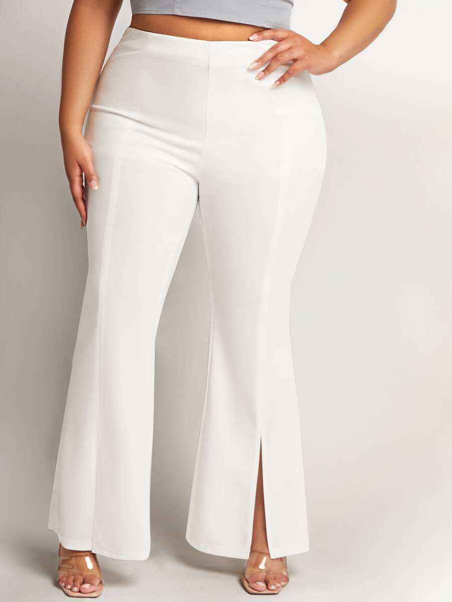 SHEIN SXY Plus High Waist Split Hem Flare Leg Pants | SHEIN