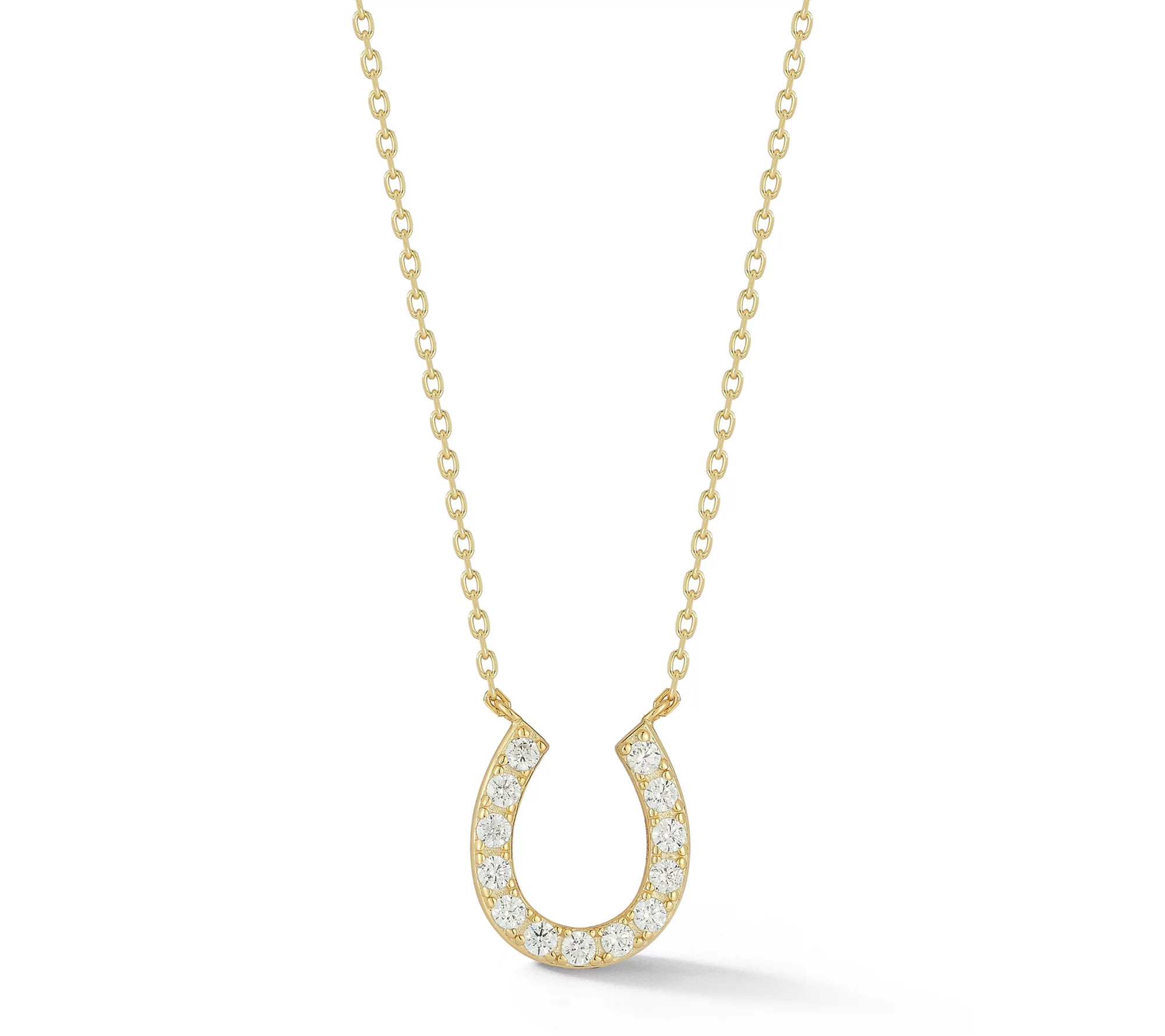 Sterlina Silver Pave Horseshoe Pendant w/ Chain, Sterling - QVC.com | QVC