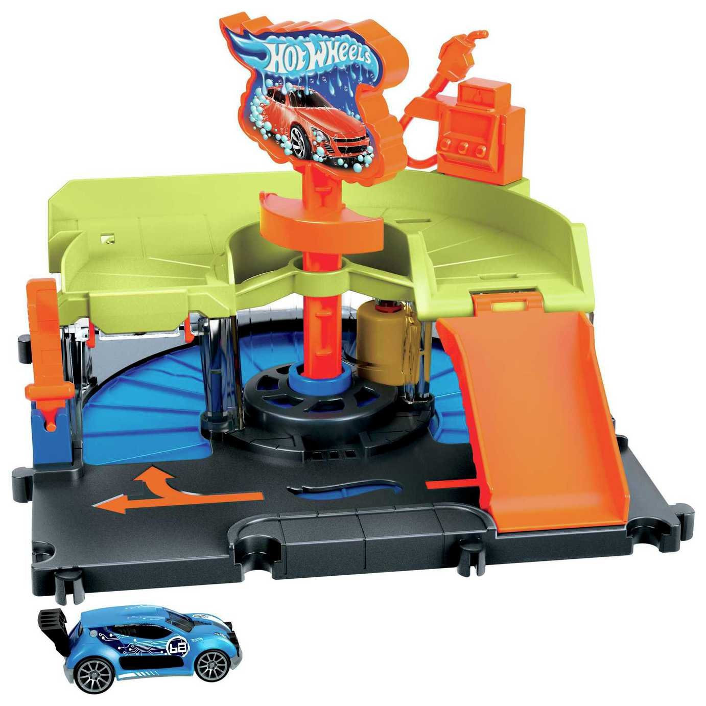 Hot Wheels City Downtown Express Car Wash & Toy Car Playset | argos.co.uk
