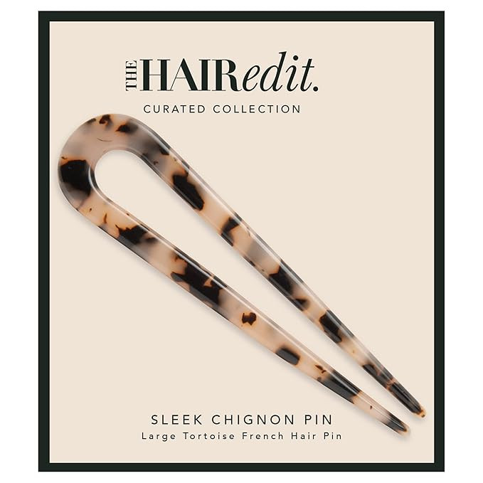The Hair Edit Sleek Chignon French Pin, Elegant Tortoise Pattern, Hair Accessory for Buns, French... | Amazon (US)