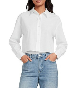 Evelyn Long Sleeve Button Front Cotton Blend Blouse | Dillard's