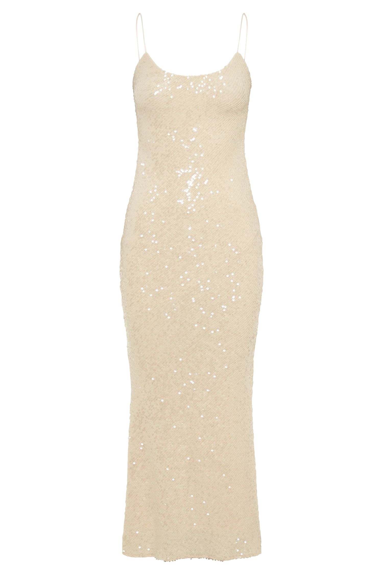 Brianna Sequin Maxi Dress - Cream | MESHKI US